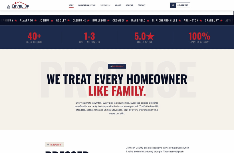 Domain Rating 0.7 to 25: an authority score ahead of contractors ten times their size.